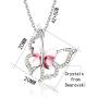 Sllaiss Pink Crystal Butterfly Pendant Necklace for Women, with Small Aurora Borealis Crystals Made from Swarovski