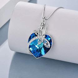 TOUPOP Mothers Day Gifts s925 Sterling Silver Dragonfly Pendant Necklace with Crystal Jewelry Gifts for Mom Mother Women Teen Girls Birthday