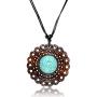 Earth Accessories Adjustable Turquoise Pendant Necklace with Organic Wood - Turquoise Jewelry for Women - Western/Pocahontas Vintage Delicate Turquoise Necklaces