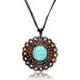 Earth Accessories Adjustable Turquoise Pendant Necklace with Organic Wood - Turquoise Jewelry for Women - Western/Pocahontas Vintage Delicate Turquoise Necklaces