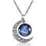 Lcbulu Galaxy Crescent Moon Pendant Necklaces Jewelry for Women Teen Girls 18