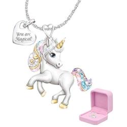 XinHuiGY Girls Unicorn Necklace Pendant Cute Animal Colorful Unicorn Jewelry Your are Magical Heart Pendant Gift for Teen Kids Christmas Thanksgiving Halloween with Gift Box