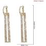 YUNXI Long Geometric Drop Earrings Luxury Gold Silver Color Rectangle Rhinestone Earring for Women Party Jewelry Gift