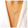 Olbye Cross Drop Necklace Silver Infinity Necklace Choker Everyday Necklace Jewelry for Women and Girls