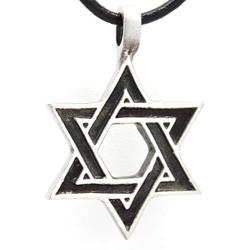 Trilogy Jewelry Pewter Star of David Jewish Hebrew Hanukkah Pendant on Leather Necklace