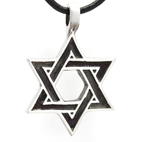 Trilogy Jewelry Pewter Star of David Jewish Hebrew Hanukkah Pendant on Leather Necklace