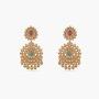 Tarinika Binal Antique Gold-Plated Indian Jewelry Set with Long Necklace and Earrings - White Red Green