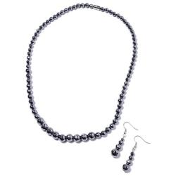 Shop LC Stainless Steel Black Hematite Beads Drop Dangle Earrings Matinee Necklace Fashion Prom Jewelry Sets for Women 20''