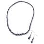 Shop LC Stainless Steel Black Hematite Beads Drop Dangle Earrings Matinee Necklace Fashion Prom Jewelry Sets for Women 20''