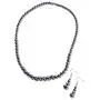 Shop LC Stainless Steel Black Hematite Beads Drop Dangle Earrings Matinee Necklace Fashion Prom Jewelry Sets for Women 20''