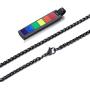 AIKESIWAI Lesbian Necklace,Lesbian Stuff,Pride Rainbow Necklace, Rainbow Rectangular Pendant, Stainless Steel Rainbow Necklace, LGBT Pendant, Gay and Lesbian Pride Pendant