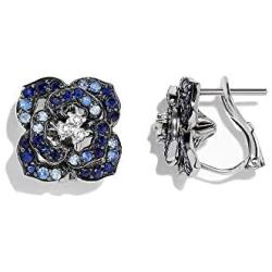 Effy Splash 925 Sterling Silver Sapphire Flower Earrings, 1.22 TCW IES0E854M0
