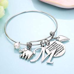 Ursteel Elephant Gifts for Women Girls, Dainty Initial Elephant Charm Bracelets for Women Girls Friends Mom Daughter Birthday Inspirational Jewelry