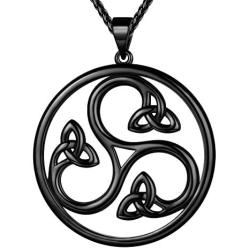 Beautlace Celtic Knot Necklace Silver/18K Gold/Black Gun Plated Good Luck Irish Celtic Knot Vintage Knot Pendant Birthday Gift for Women Men