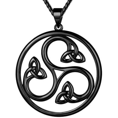 Beautlace Celtic Knot Necklace Silver/18K Gold/Black Gun Plated Good Luck Irish Celtic Knot Vintage Knot Pendant Birthday Gift for Women Men