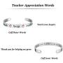 Teacher Appreciation Gift - Stainless Steel Teach Love Inspire Cuff Bangle Bracelet for Women, Jewelry for Teachers, Birthday Gifts for Teachers, Thank You for Helping Me Grow Gift