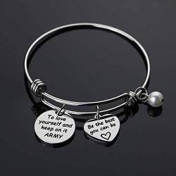 WENATA Kpop BTS Bangtan Boys Bracelet to Love Yourself Army Never Mind Charm Bracelet Inspirational Gift BTS Lover Fans Jewelry Gift for BTS Fans Girl