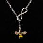 FUSTMW Crystal Bumblebee Pendant Necklace Infinity Love Charm Flying Honeybee Insect Jewelry Gifts (fts 3-8inch Wrist bee Bracelet)