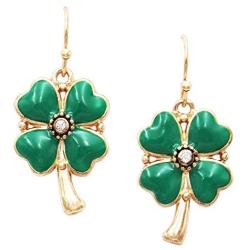Rosemarie & Jubalee Womens Lucky 4 Leaf Clover Shamrock St Patricks Day Enamel Dangle Earrings, 1.25''