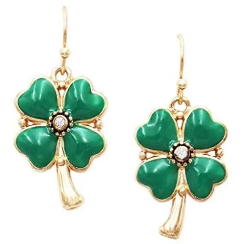 Rosemarie & Jubalee Womens Lucky 4 Leaf Clover Shamrock St Patricks Day Enamel Dangle Earrings, 1.25'' Rosemarie & Jubalee Womens Lucky 4 Leaf Clover Shamrock St Patricks Day Enamel Dangle Earrings, 1.25''