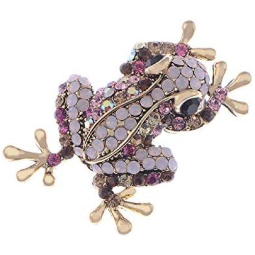 Alilang Czech Crystal Rhinestone Synthetic Emerald Golden Frog Fashion Jewelry Pin Brooch