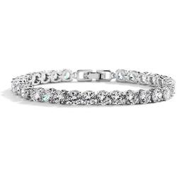 Mariell Glamorous Platinum Silver 6 1/2'' Petite Size CZ Bridal Tennis Bracelet - Ideal for Smaller Wrist!