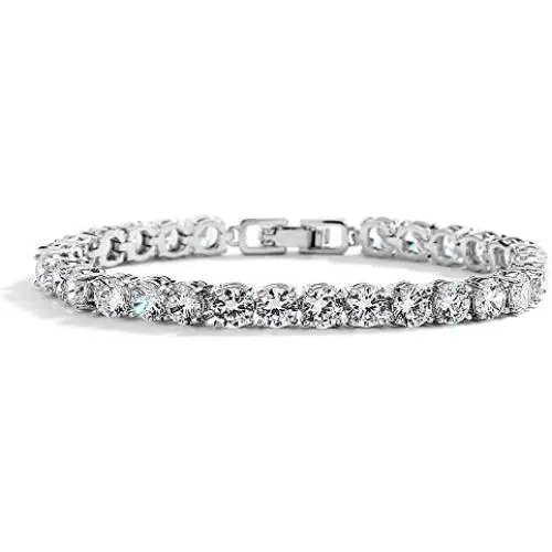 Mariell Glamorous Platinum Silver 6 1/2'' Petite Size CZ Bridal Tennis Bracelet - Ideal for Smaller Wrist! Mariell Glamorous Platinum Silver 6 1/2'' Petite Size CZ Bridal Tennis Bracelet - Ideal for Smaller Wrist!