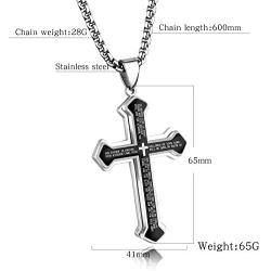 Linorui Mens Stainless Steel Nail Cross Pendant Necklace for Men Women Lords Prayer Big Pendant Cross Necklace for Men