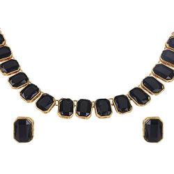 Efulgenz Fashion Chunky Crystal Oxidized Gold Statement Choker Necklace Earrings Bracelet Ring Set Costume Jewelry Set (Color Options)