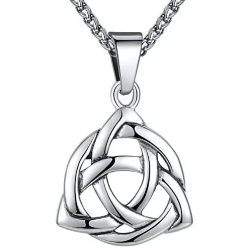 Stainless Steel Celtic Knot Irish Triquetra Lucky Love Pendant (LARGE) Necklace, 24'' Chain, aap126 Stainless Steel Celtic Knot Irish Triquetra Lucky Love Pendant (LARGE) Necklace, 24'' Chain, aap126