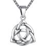 Stainless Steel Celtic Knot Irish Triquetra Lucky Love Pendant (LARGE) Necklace, 24'' Chain, aap126