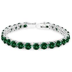 Sterling Silver Genuine, Created or Simulated Gemstone 6mm Round-cut Classic Tennis Bracelet