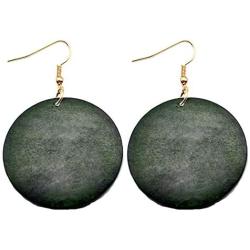 SMALLLOVE Wooden Earrings for Women Girls Vintage African Bohemian Ethnic Wood Big Round Circle Geometric Lightweight Dangle Drop Hook Earrings