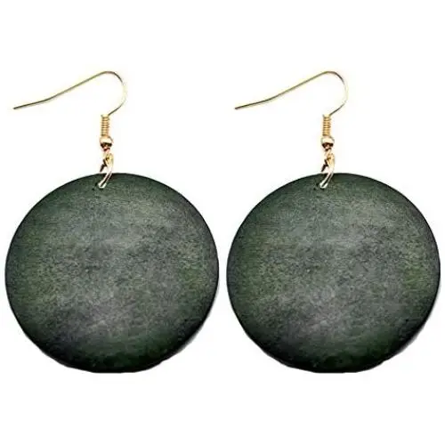 SMALLLOVE Wooden Earrings for Women Girls Vintage African Bohemian Ethnic Wood Big Round Circle Geometric Lightweight Dangle Drop Hook Earrings