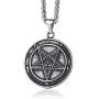 XUANPAI Stainless Steel Inverted Pentagram Satanic Sabbatic Goat Lucifer Wiccan Pewter Pendant Seal of Satan Sigil of Lucifer Necklace for Men Women