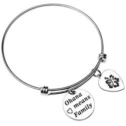 Ohana Means Family Bracelet Ohana Jewelry Hibiscus Flower Charm Jewelry Family Member Gift Hawaiian Ohana Bracelet