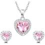 MFHUNX Love Heart Necklaces and Earrings Jewelry Sets for Women Girls Cubic Zirconia Diamond Gifts for Party/Anniversary Day/Birthday