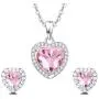 MFHUNX Love Heart Necklaces and Earrings Jewelry Sets for Women Girls Cubic Zirconia Diamond Gifts for Party/Anniversary Day/Birthday