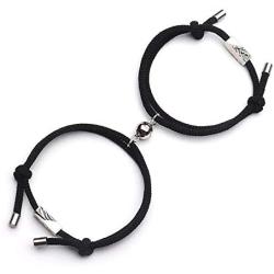 Raintoad Couple Bracelets Magnetic Charm Pendants Braided Rope Bracelet with Magnetic Bells Vows of Eternal Love Charms 2 PCS for Women Men