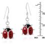 Adorable Little Red Lady Bug .925 Sterling Silver Dangle Earrings
