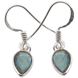 SilverStarJewel 925 Solid Silver Natural Drop Labradorite February Birthstone Earrings 1.1''