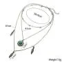 Moon Leaf Turquoise Pendant Necklace Bohemian Multilayer Crescent Beads Chain Jewelry for Women Girls (Silver A)