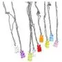 9Pcs Colorful Gummy Bear Pendant Necklace Cute Candy Color Resin Tiny Cartoon Animal Bear Charms Pendant Link Chain Necklace for Women Girls Jewelry