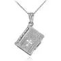 Religious Jewelry by FDJ Polished Sterling Silver 3D Holy Bible Book w/Lords Prayer Pendant Necklace