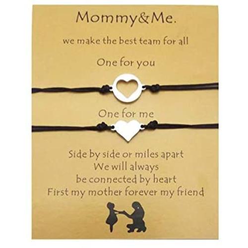 Binami Mother Daughter Bracelets Set for 2 Mommy and Me Heart Matching Bracelets Jewelry Gift for Mom Daughter