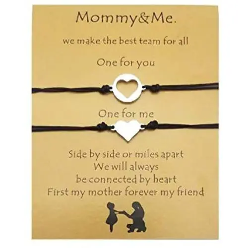 Binami Mother Daughter Bracelets Set for 2 Mommy and Me Heart Matching Bracelets Jewelry Gift for Mom Daughter Binami Mother Daughter Bracelets Set for 2 Mommy and Me Heart Matching Bracelets Jewelry Gift for Mom Daughter
