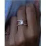 Pingyongchang Exquisite Teardrop Moonstone Double Band Femme Natural Valentines Wedding Ring Jewelry Rose Gold Size 6-10