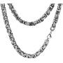 INBLUE 8.0mm Byzantine Link Chain Stainless Steel Necklace for Men Women Boys Water Resistant Chunky Biker Style Jewelry Gift
