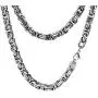 INBLUE 8.0mm Byzantine Link Chain Stainless Steel Necklace for Men Women Boys Water Resistant Chunky Biker Style Jewelry Gift