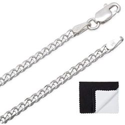 1mm-16mm Solid .925 Sterling Silver Flat Cuban Link Curb Chain Necklace or Bracelet